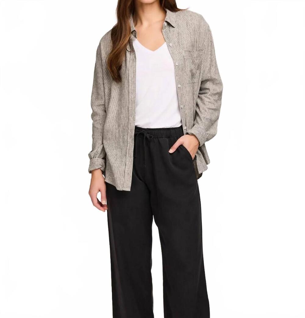 NEW GENTLE FAWN women's arabella striped button down shirt in grey